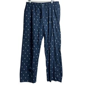 Polo Ralph Lauren Mens XL Navy Blue Cotton Pony Logo Pajama Sleep Pants XL 40-42